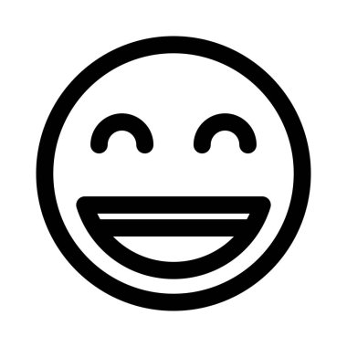 Gülümseyen yüz ifadesi gözleri kıvrımlı ve ağzı açık