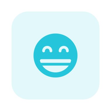 Gülümseyen yüz ifadesi gözleri kıvrımlı ve ağzı açık