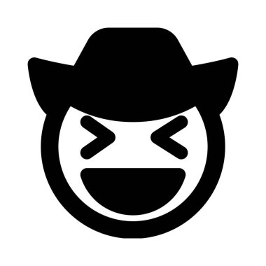 Geniş şapka takan kovboy şaşı yüz ifadesi.