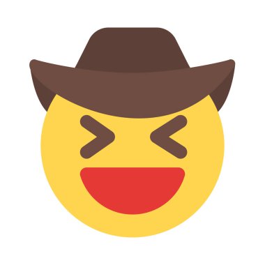 Geniş şapka takan kovboy şaşı yüz ifadesi.