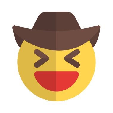 Geniş şapka takan kovboy şaşı yüz ifadesi.