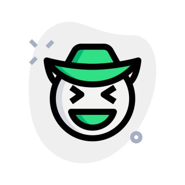 Geniş şapka takan kovboy şaşı yüz ifadesi.