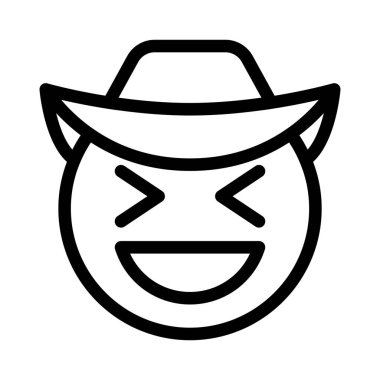 Geniş şapka takan kovboy şaşı yüz ifadesi.