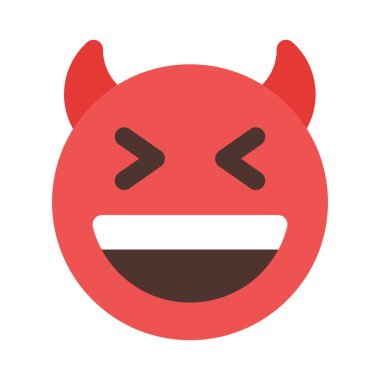 Sırıtan iblis ve boynuzlar açık ağızla gülümsüyor.