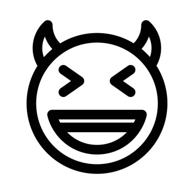 Sırıtan iblis ve boynuzlar açık ağızla gülümsüyor.