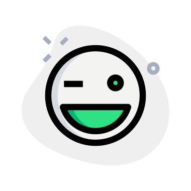 Göz kırpan resimli ifade emoji yüzüyle sırıtıyor