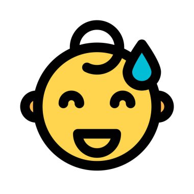 Yüzünde ter damlalarıyla sırıtarak bebeğim