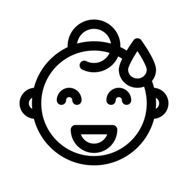 Yüzünde ter damlalarıyla sırıtarak bebeğim