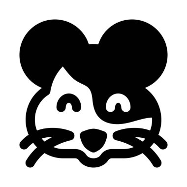 Mutlu gülümseyen hamster suratlı, gözleri kapalı.