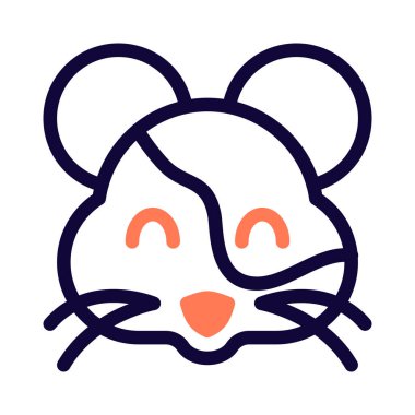 Mutlu gülümseyen hamster suratlı, gözleri kapalı.