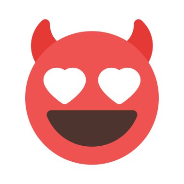 Boynuzlu şeytanın gözleri gülen yüz emojisi.