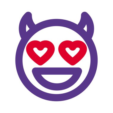 Boynuzlu şeytanın gözleri gülen yüz emojisi.
