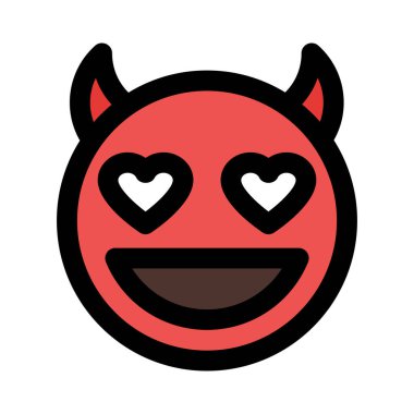 Boynuzlu şeytanın gözleri gülen yüz emojisi.