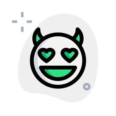 Boynuzlu şeytanın gözleri gülen yüz emojisi.