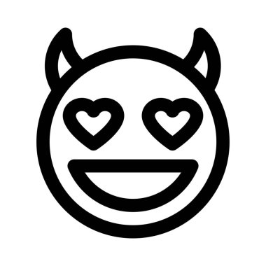 Boynuzlu şeytanın gözleri gülen yüz emojisi.