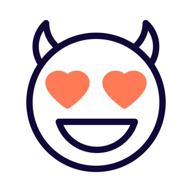Boynuzlu şeytanın gözleri gülen yüz emojisi.