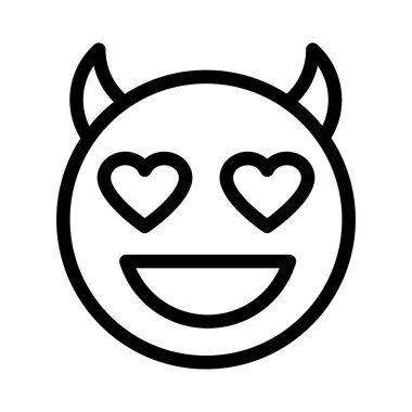 Boynuzlu şeytanın gözleri gülen yüz emojisi.