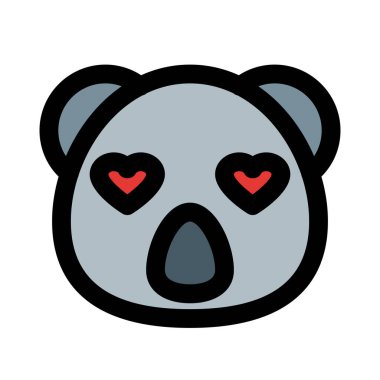 Romantik mutlu koala, kalp aşığı emoji.