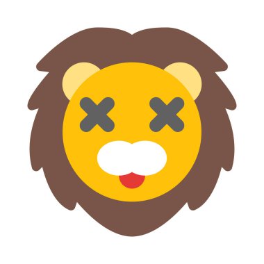 Aslan nötr sahnede, gözleri kapalı.