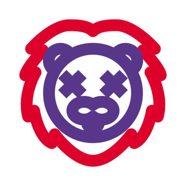 Aslan nötr sahnede, gözleri kapalı.