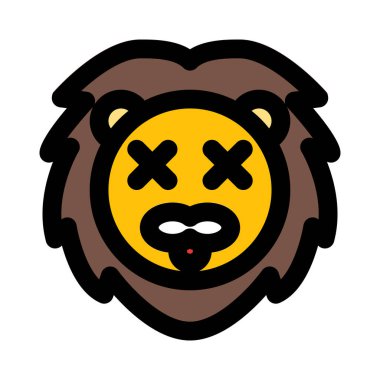 Aslan nötr sahnede, gözleri kapalı.