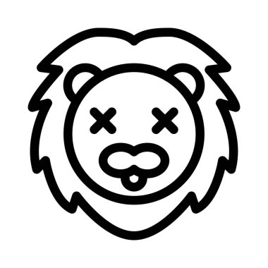 Aslan nötr sahnede, gözleri kapalı.