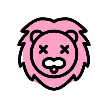 Aslan nötr sahnede, gözleri kapalı.