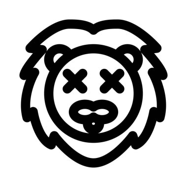 Aslan nötr sahnede, gözleri kapalı.