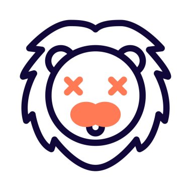 Aslan nötr sahnede, gözleri kapalı.