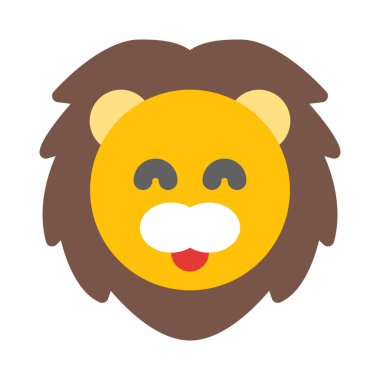 Uzun saçlı, gülümseyen aslan yüzlü.