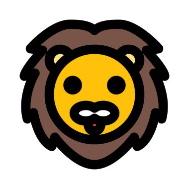 Uzun saçlı, gülümseyen aslan yüzlü.