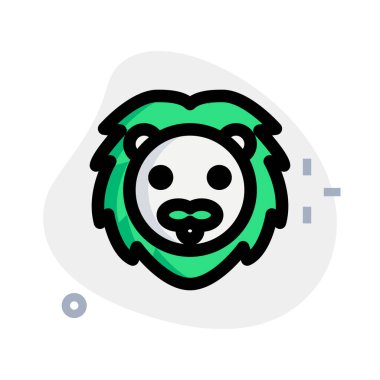 Uzun saçlı, gülümseyen aslan yüzlü.