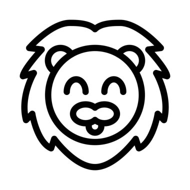 Uzun saçlı, gülümseyen aslan yüzlü.