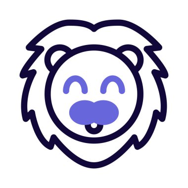 Uzun saçlı, gülümseyen aslan yüzlü.