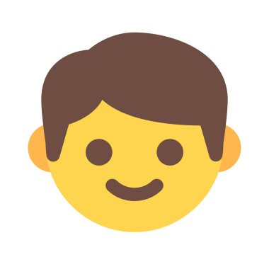 Küçük çocuk gülümseme emojisi ile resim sunumuyla karşı karşıya.