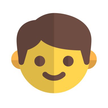 Küçük çocuk gülümseme emojisi ile resim sunumuyla karşı karşıya.