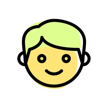 Küçük çocuk gülümseme emojisi ile resim sunumuyla karşı karşıya.