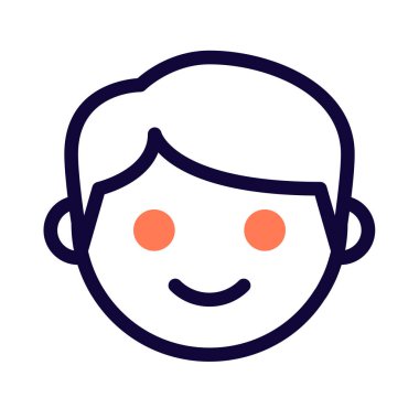 Küçük çocuk gülümseme emojisi ile resim sunumuyla karşı karşıya.