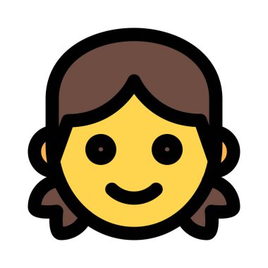 Küçük kız gülümseme emojisi ile resim sunumuyla karşı karşıya.