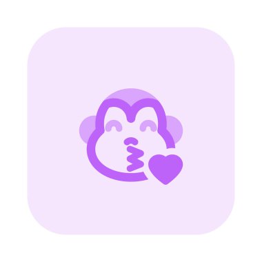 büyük gözlü maymun emoji üfleme öpücük kalp ile