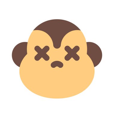 Nötr sahnede ağzı kapalı maymun.