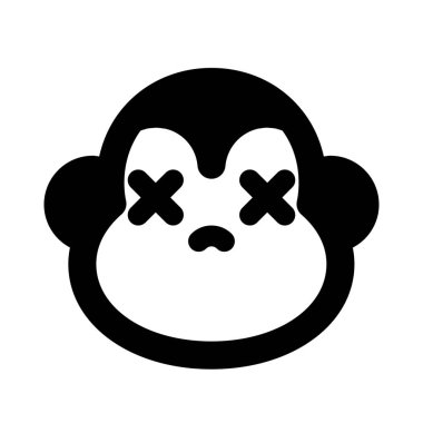 Nötr sahnede ağzı kapalı maymun.