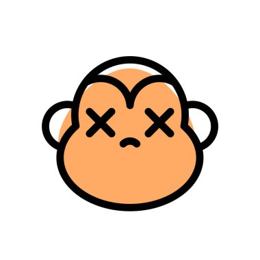 Nötr sahnede ağzı kapalı maymun.