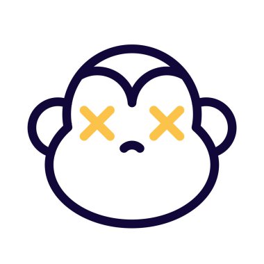 Nötr sahnede ağzı kapalı maymun.