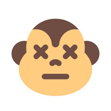 maymun nötr sahnede gözleri kapalı