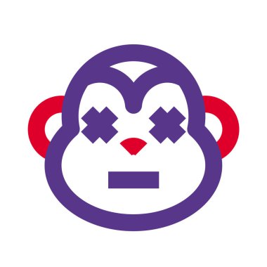 maymun nötr sahnede gözleri kapalı