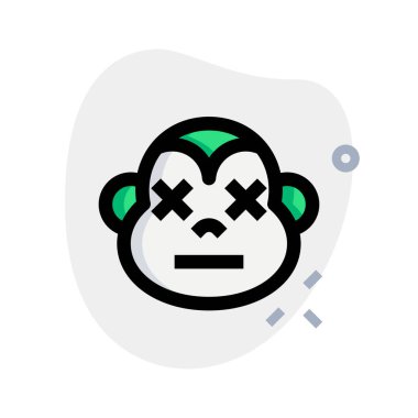 maymun nötr sahnede gözleri kapalı