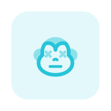 maymun nötr sahnede gözleri kapalı