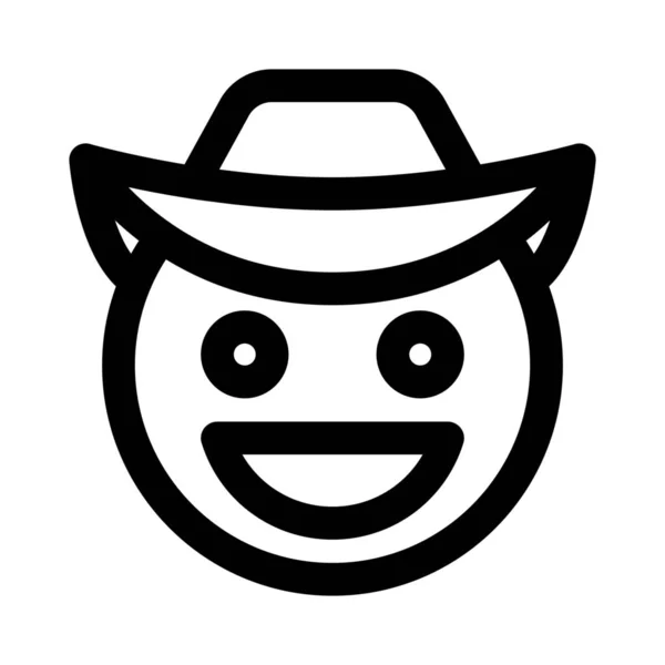 Grinning Cowboy Hat Smile Open Mouth — ストックベクタ