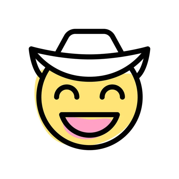 Broad Grinning Smiling Eyes Cowboy Hat — Stock Vector